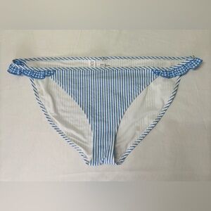 Aerie Bikini Swim Suit Bottoms Sky Blue White Striped Ruffle Size XL